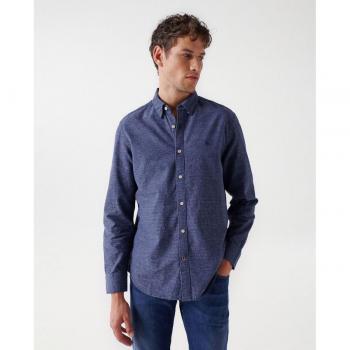 Camisa de hombre azul con textura y corte regular