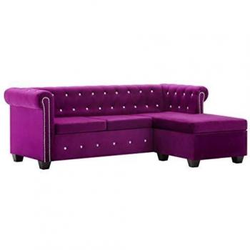 vidaXL Sofá Chesterfield Forma L de Terciopelo 199x142x72cm Morado Mobiliario