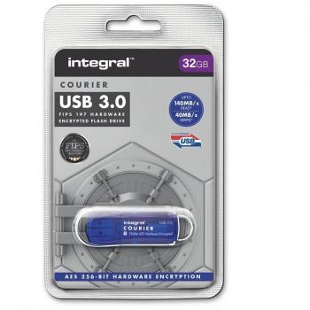Integral 32GB Courier-197 256-Bit Hardware Encrypted 3.0 USB Secure Flash Memory Drive - Certified to FIPS 197, Brute-Force Password Attack Protection & Super USB3.0 Transfer Speeds