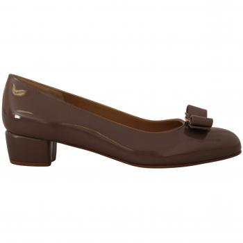 Salvatore Ferragamo Brown Naplak Calf Leather Pumps Shoes - EU35/US4.5, female, Size: 5 US