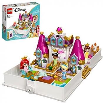 LEGO 43193 Disney Princess Ariel, Belle, Cinderella and Tiana’s Storybook Adventures Castle Toy for Kids with 4 Micro Dolls Figures