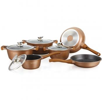 Batería de Cocina Royalty Line BS1010M Cobre Acero 10 Piezas con Recubrimiento de Mármol y Tapas