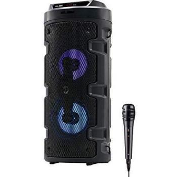 ELBE ALT-88-TWS - Altavoz BT Karaoke portátil con luz 10 W SD, USB, FM, micrófono con Cable, 10 W, reproducción 4 Horas, Compatible TWS, Mando Remoto, batería Litio, Negro