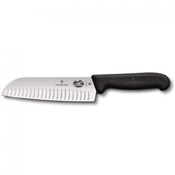 Victorinox Fibrox Cuchillo de cocina Santoku de 17 cm, fabricado en acero y color negro