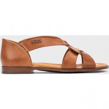 Sandalias planas de mujer de piel con elástico