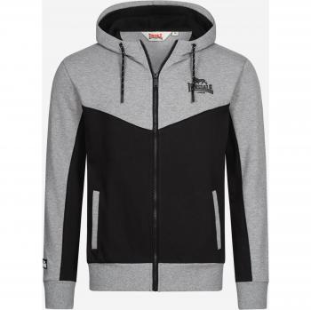 Lonsdale Frankfield Full Zip Hoodie for Men in Marl Grey/Black, Size 3XL
