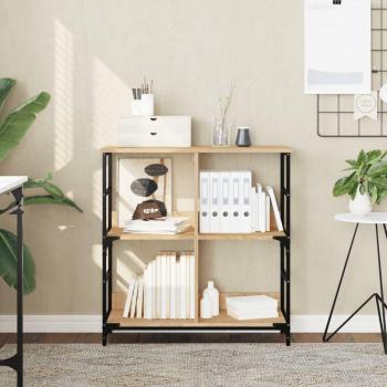 Estantería de madera de ingeniería 78,5x33x82 cm en colores Negro, Roble Sonoma y Roble ahumado, ideal para oficina, estudio o dormitorio, mueble de almacenaje tipo estantería/librería