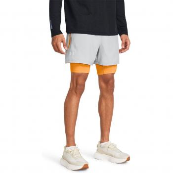 Short de hombre Under Armour Launch 5'' 2-in-1 blanco grisáceo naranja - S