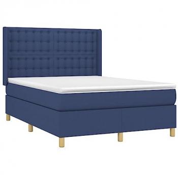 Cama Box Spring con Colchón de Tela Azul 140x200 cm