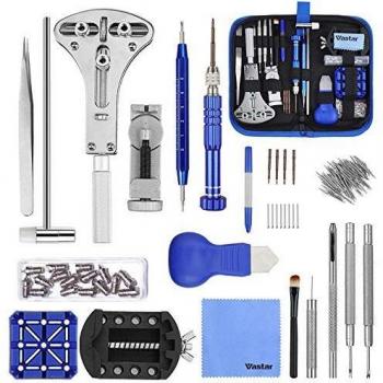 Vastar 177pcs Kit de Reparación de Relojes - Herramientas de Reparación Profesionales para Reloj, Más Completas y Profesionales, con Abridor de Repara Pulsera de Reloj 52mm, Instrucción