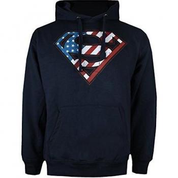 DC Comics Superman Flag Sudadera con Capucha, Azul Marino, M para Hombre