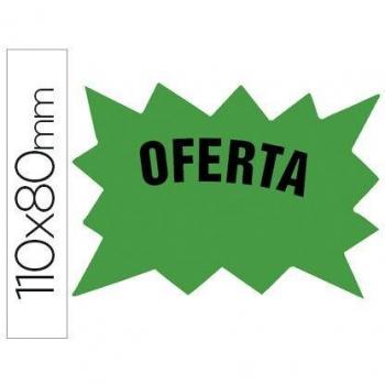 Cartel cartulina etiquetas marcaprecios verde fluorescente 110x80 mm -bolsa de 50 etiquetas