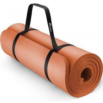 Esterilla de Yoga y Fitness Antideslizante TRESKO - 190 x 100 x 1,5 cm, Espuma NBR, Incluye Tragegurt (Naranja)