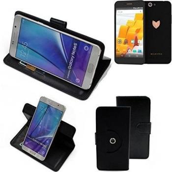 360° Funda Smartphone para Wileyfox Spark x, negro | Función de stand Caso Monedero BookStyle mejor precio, mejor funcionamiento - K-S-Trade
