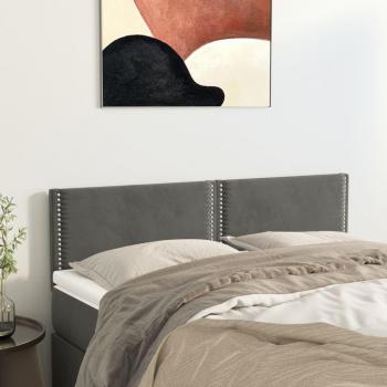 Cabeceros de terciopelo gris oscuro (2 unidades) 72x5x78/88 cm