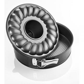Zenker 230º Molde Repostería para roscos y bizcochos, Desmontable 24cm Redondo Dos Bases en Acero con Revestimiento Antiadherente Teflon, MAX. 230ºC, 24x6,5cm, Color Negro, 1ud, 24 cm