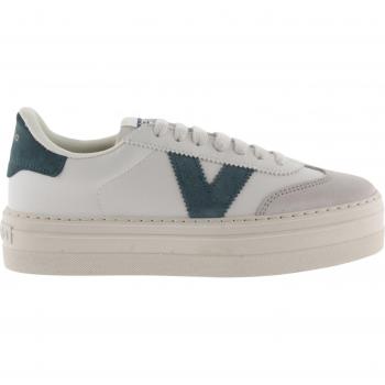 Victoria - Zapatillas bajas de mujer con plataforma y puntera de serraje, color blanco