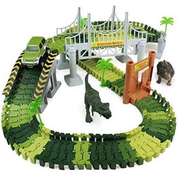 TONZE Juguetes Niños 3 Años Pista de Coches para Niños Circuito Coches-Pista Coches Flexible con 2 Dinosaurios 1 Circuito Cars Juego de Circuito Educativo Juguetes niño 3 4 5 años