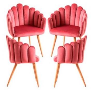 Pack 4 Sillones de Comedor Main Terciopelo Rosa