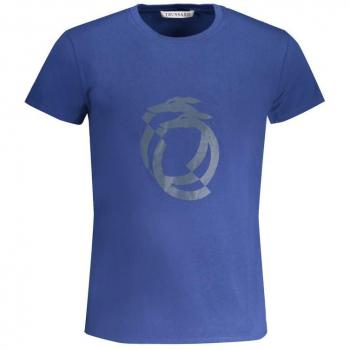 Trussardi Men's Blue Cotton Round Neck T-Shirt with Print Logo, Size M