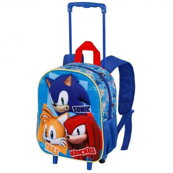 Mochila Trolley Sonic 3D Karactermania - Diseño Tridimensional, con ruedas pequeñas y diseño de Sonic The Hedgehog de Sega