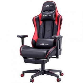 Hbada Silla de Juego Silla de Escritorio Silla de Oficina Silla ejecutiva Silla giratoria ergonómica Silla para computadora Cuero sintético con reposapiés con reposacabezas