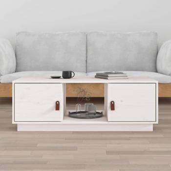 Mesa de salón blanca de madera maciza de pino 100x50x35 cm