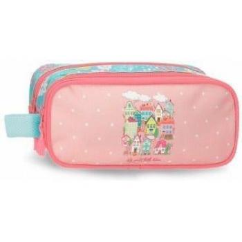 Estuche Roll Road My Little Town Rosa con Doble Compartimento y Asa 23x9x7cm