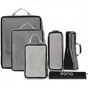 Amazon Brand - Eono Organizadores de Viaje de compresión expandibles, Impermeable Organizador de Maleta, Cubos de Embalaje, Compression Packing Cubes - Malla, 6-Set