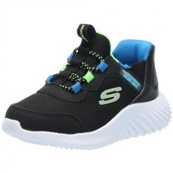 Zapatillas Slip-Ins para Niño Skechers 403822L, Negras con Detalles Azul y Verde, Talla 28 EU