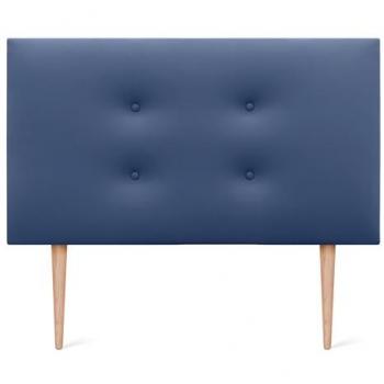 Cabecero Tapizado de Polipiel Aqualine Pro con 2 Hileras de Botones y Patas - Azul (105x105cm)