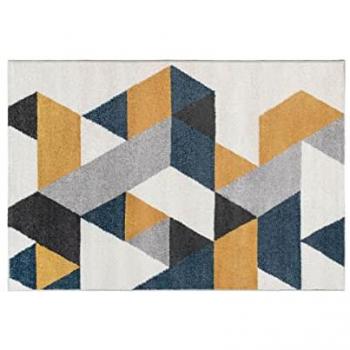 Alfombra Geométrica Escandinava GEOMIE - 160 x 230 cm - Amarillo, Gris y Azul