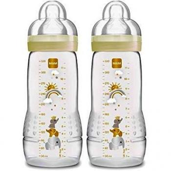 MAM - Biberon Easy Active, 330 ml, paquete doble, edad 4+ meses, colores surtidos