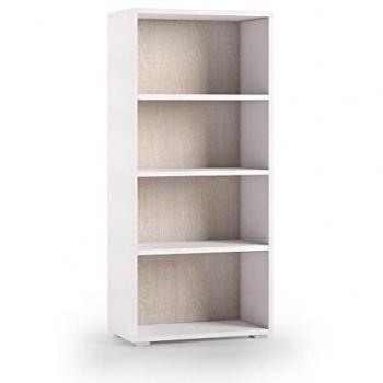 Estantería de Baño Multiusos de Madera Blanca con Fondo de Roble