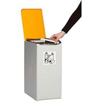 Contenedor de plástico para separación y recogida de residuos, 40 litros, color amarillo