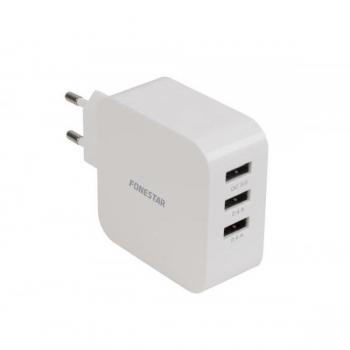 Adaptador de Corriente con Triple Puerto USB Fonestar USBPOWER-3FAST