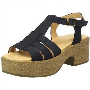 El Naturalista Sandalias de Piel N5890 Arbequina negras para mujer, con talón, tamaño 36 EU