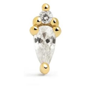 Pendiente Suelto Tear Mini en Plata de Ley 925 con Baño en Oro de 18 Kt y Motivo Gota, Detalles en Circonitas - Joyas para Mujer