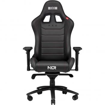 Next Level Racing ProGaming Chair Black Leather Edition - Silla Gaming de Cuero Negra, diseño ergonómico, ajuste de altura y reclinación, soporte lumbar ajustable, reposabrazos acolchados, base robusta y ruedas para