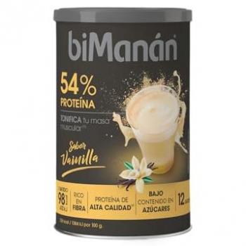 Bimanan Be Fit Batido Hiperproteico Sabor Vainilla 360g - Batido de proteína con 54% de proteínas, diseñado para tonificar y aumentar masa muscular, incluye 12 raciones