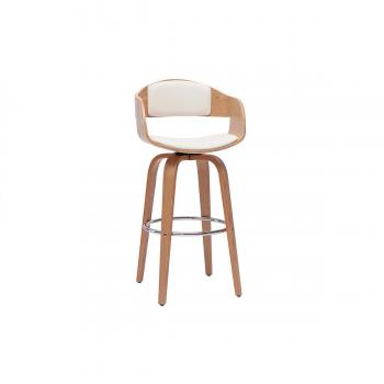 Taburete de cocina giratorio blanco con madera clara 67 cm GAO