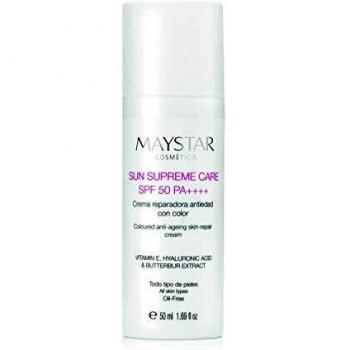 Maystar Skincare | Sun Supreme Care SPF 50 PA++++ | Crema Facial Reparadora con Color | Crema Antiedad Protección UVA y UVB | 50 ML