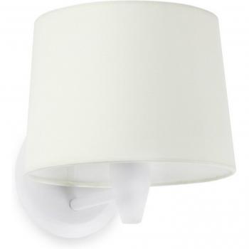 Lámpara Aplique Conga de Faro Barcelona, Cuerpo Acero Blanco Mate, Pantalla de Tela 21,5 cm