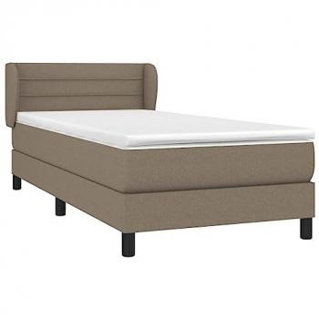 Cama Box Spring con Colchón Tapizado de Tela Gris Taupe 80x200 cm