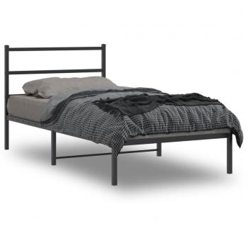 Estructura de Cama de Metal con Cabecero Negra 100x200 cm