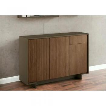 Aparador Aneto Buffet de Salón 3 Puertas y 1 Cajón 100% Made in Italy 134x35h87 cm Marrón y Nogal