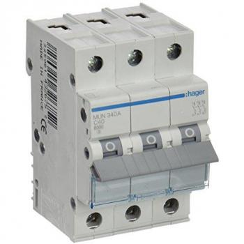 Interruptor Automático Tripolar Hager 40A Curva C 6kA MUN340A