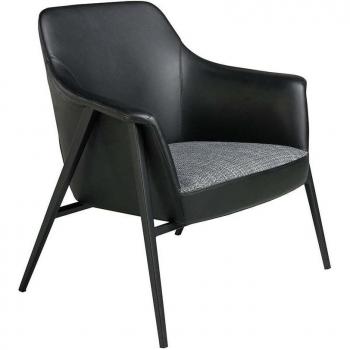 Sillón tapizado en tela y polipiel ANGEL CERDÁ 5080C, color negro, dimensiones 80 x 72 x 79 cm