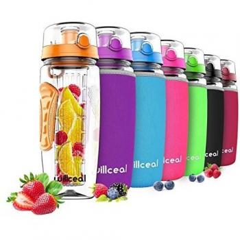 willceal Botella de Agua con Tapa para infusiones de Frutas, Resistente, con diseño a Prueba de Fugas, tamaño Grande, Ideal para Llevar Cuando Haces Deportes, para IR a Acampar