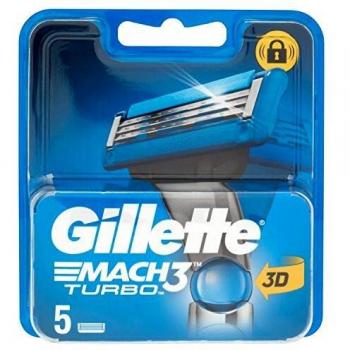 Gillette Mach3 Turbo Recambio de Maquinilla de Afeitar para Hombre - 5 Recambios